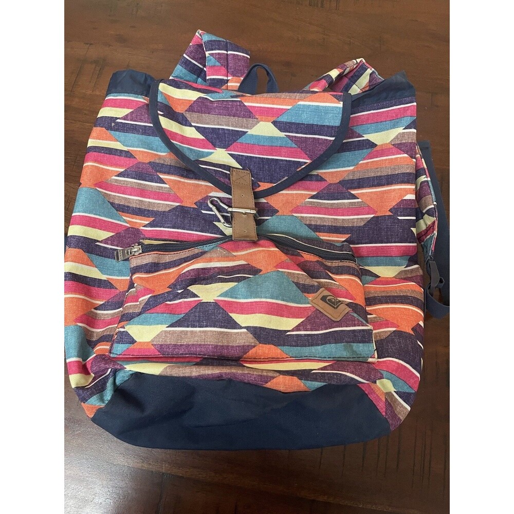 Roxy Multicolored Backpack Book Bag Bohemian Style Triangle Stripes Southwest